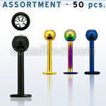 blk75 surtido piercings 50 labrets acero 316l anodizado bolas joya bisel 3mm distribuidor