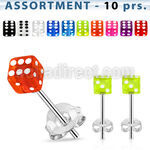 blk95 surtido piercings 10 pares variados piercing oreja plata esterlina 925 dados uv 5mm venta