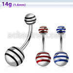 bnby piercing ombligo acero quirurgico bolas rayadas 5 8mm 10mm al por mayor