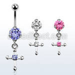 bnrz14 piercing ombligo acero quirurgico zirconia 8mm colgante cruz zirconia redonda 38 10mm venta