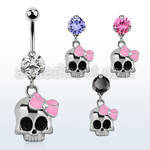 bnrz650 piercing ombligo acero quirurgico zirconia 8mm colgante calavera brillo espejo lazo rosa cristal 38 10mm mayorista