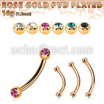 bnttjb25 banana ceja acero 316l pvd oro rosa bolas 2 5mm joya cristal bisel distribuidor mayorista