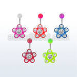 bnuvfl10 piercing ombligo acero quirurgico flor acrilica petalos cristal cristal centro bola acrilica distribuidor mayorista