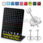 br067 display 60 pares piercings oreja plata esterlina cristal cuadrado 2mm mayorista