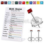 br909 display 60 pares piercings oreja plata esterlina nacimiento cristal cuadrado 2mm mayorista