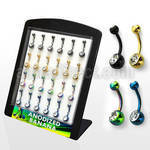 brbnt1 display 24 bananas ombligo acero quirurgico anodizado bolas joya biseel 5 8mm 10mm mayorista