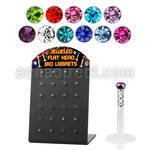brlbim display 24 labrets bio flexibles transparentes cabeza parte cristal 2 5mm presion cristal variados 8mm mayorista