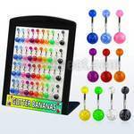 brmix19 display 40 piercings ombligo acero quirurgico bolas glitter 5 8mm 10mm al por mayor