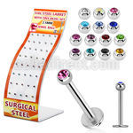 brmlb14 display 40 labrets acero 316l bola joya bisel 2 5mm 8mm distribuidor mayorista