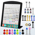 brmlb display 120 labrets variados acero quirurgico bolas conos 3mm surtidos 8mm al por mayor