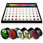 brpg157 display 60 dilataciones plug tornillo acrilico negro doble flare disenos chica 4mm 12mm distribuidor