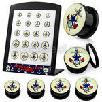 brpg183 display 20 dilataciones plug tornillo acrilico negro ancla tematica nautica fondo blanco 6mm 14mm mayorista
