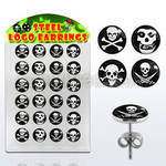 brser12 display 12 pares piercings oreja acero quirurgico logos variados calaveras 10mm distribuidor