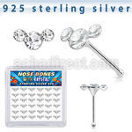 bxcuac36 silver nose bones 22g clear crystals curved 36