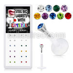 bxljy2 caja 24 labrets bio flexibles transparentes acero quirurgico 2 5mm presion cristal distribuidor mayorista