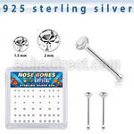 bxnbmc8 silver nose bones 22g clear crystals 52