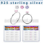 bxnhmx3 silver seamless nose ring 22g color cz 18pcs