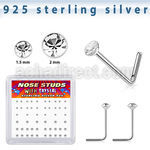 bxnsmc8 silver nose studs 22g round clear crystals 52