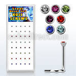 bxs106 caja display 40 piercing nariz l acero 316l 1mm cristal bisel 2 5mm distribuidor