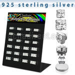 bzqmgc display 24 piercings oreja magneticos zirconia plata clara cuadradas 4mm 5mm al por mayor