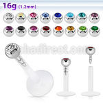 clear bio flexible labret w a 3mm bezel set jewel ball