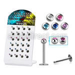 dacb156 display 24 labrets acero 316l bola joya bisel 2 5mm 6mm 8mm distribuidor mayorista