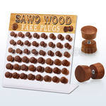 dacb164 display acrilico 48 plugs falsos madera sawo barra acero quirurgico 8mm 10mm al por mayor