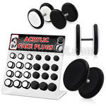 dacb49 display 24 plugs falsos acrilicos negros blancos anillos goma mayorista