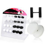 dacb78a display 24 plugs falsos acrilicos anillo goma negro blanco 6mm 8mm distribuidor mayorista