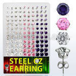 derzg3 display 60 pares piercings oreja acero inoxidable zirconia redondas 3mm 8mm mayorista