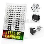 derzg4 display 60 pares piercings oreja acero inoxidable zirconia claras negras redondas 3mm 8mm venta
