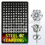derzg display 60 pares piercings oreja acero inoxidable zirconia claras redondas 3mm 8mm al por mayor