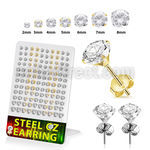 deszrg3 gold pvd plated steel ear studs 2mm to 8mm 60