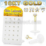 dgibimc bioflex labret w push in 10kt gold top with prong cz 