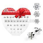 dherz1 display acrilico corazon 13 pares piercings oreja acero inoxidable zirconia claras redondas 3 5mm distribuidor