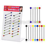 dind4 316l industrial barbell with acrylic uv glitter ball