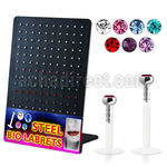 dlbijm display 120 labrets bio flexibles transparentes cabeza parte cristal 2mm presion distribuidor mayorista