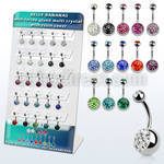 dmix10 display 25 piercings ombligo acero quirurgico bola joya bisel 5mm bola multi cristal ferido 10mm mayorista