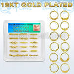 dnsm102 caja 18 aros septum falsos plata esterlina 1mm oro 18 kts disenos variados 12mm al por mayor