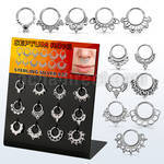 dnsm137 display 12 aros septum plata 925 1mm disenos variados venta