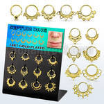 dnsm138 display 12 aros septum plata 925 oro 18 kts 1mm disenos variados distribuidor mayorista