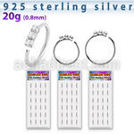dnsm265 925 silver seamless nose rings 1.5mm prong set clear crystals