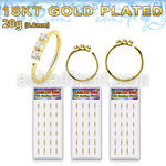dnsm267 18k gold plated 925 silver seamless nose rings 1.5mm prong set clear crystals