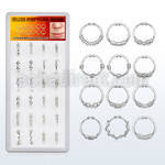 dnsm77 caja 24 anillos septum falsos plata esterlina 1mm disenos variados 12mm al por mayor