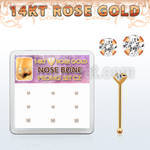 drnb11 caja display 9 piercing nariz hueso oro rosa 14 kts 0 6mm zirconia claras redondas 1 5mm 2mm distribuidor mayorista