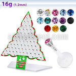 dxmas4 display acrilico arbol navidad 64 labret bio flexible transparente joya presion 2 5mm 6mm 8mm distribuidor mayorista