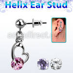 erbz377 piercing oreja bola acero quirurgico colgante corazon redonda zirconia mayorista