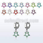 erhsar5 par pendientes huggie oreja acero inoxidable brillo espejo colgante cristal tachonado estrella mayorista