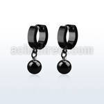 erkbt8 pendiente huggie oreja acero inoxidable pvd negro colgante bola 8mm mayorista