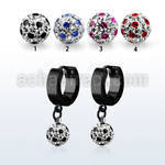 erkfra8 pendiente huggie oreja acero inoxidable pvd negro colgante bola 8mm multi cristal ferido puntos distribuidor mayorista